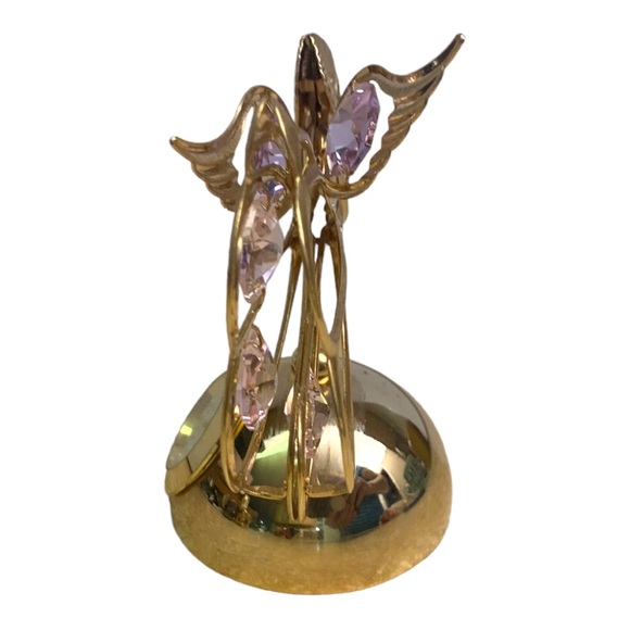 Quartz Miniature Novelty Gilded Brass Gold Effect Crystal Angel Figurine Clock - Picture 6 of 7